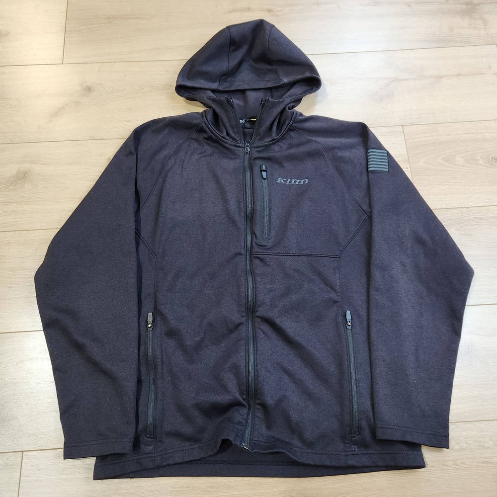 Klim Alpha Hoodie Sweatshirt Mens Large Gray Full Zip Fleece Jacket Outdoor